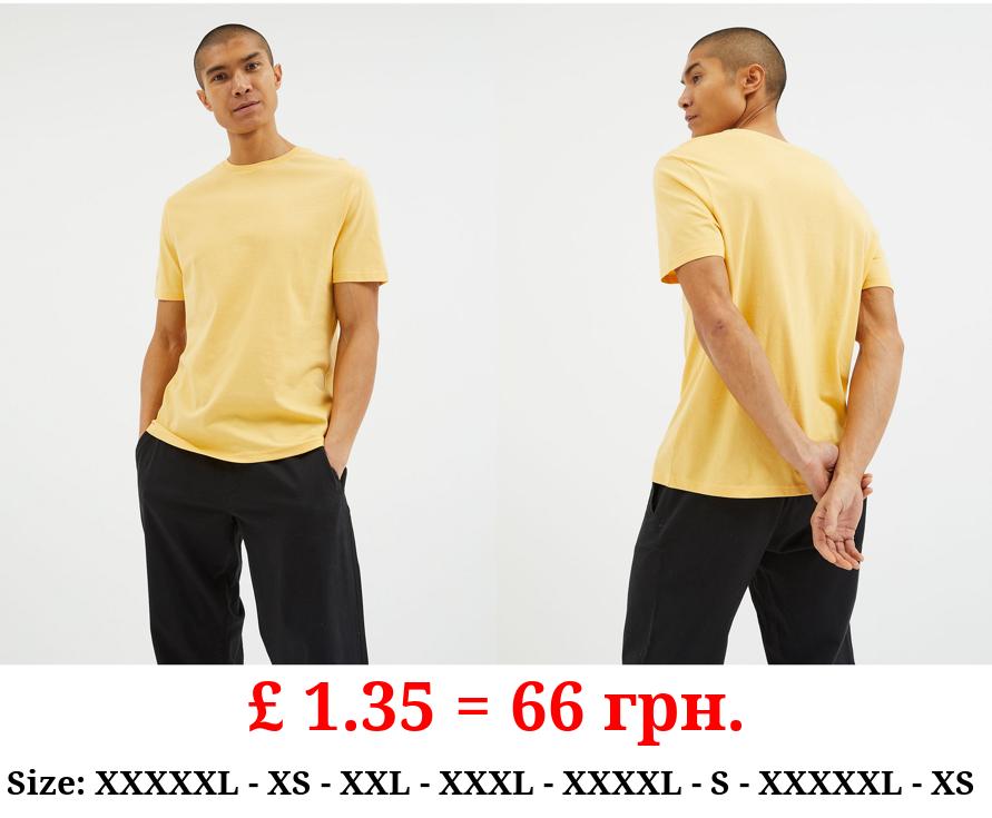 Yellow Plain Crew Neck T-Shirt