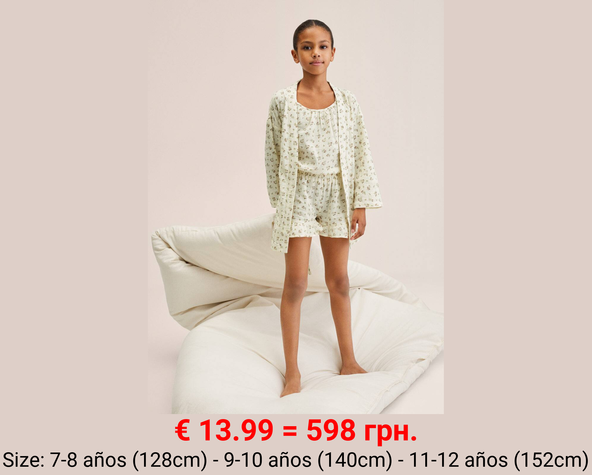 Bata flores algodón