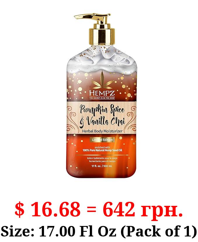 Limited Edition Pumpkin Spice & Vanilla Chai Herbal Moisturizing Body & Face Moisturizer (17 oz) – Fall Scented for Women or Men with Dry or Sensitive Skin - Hydrating Lotion Rich in Vitamin C