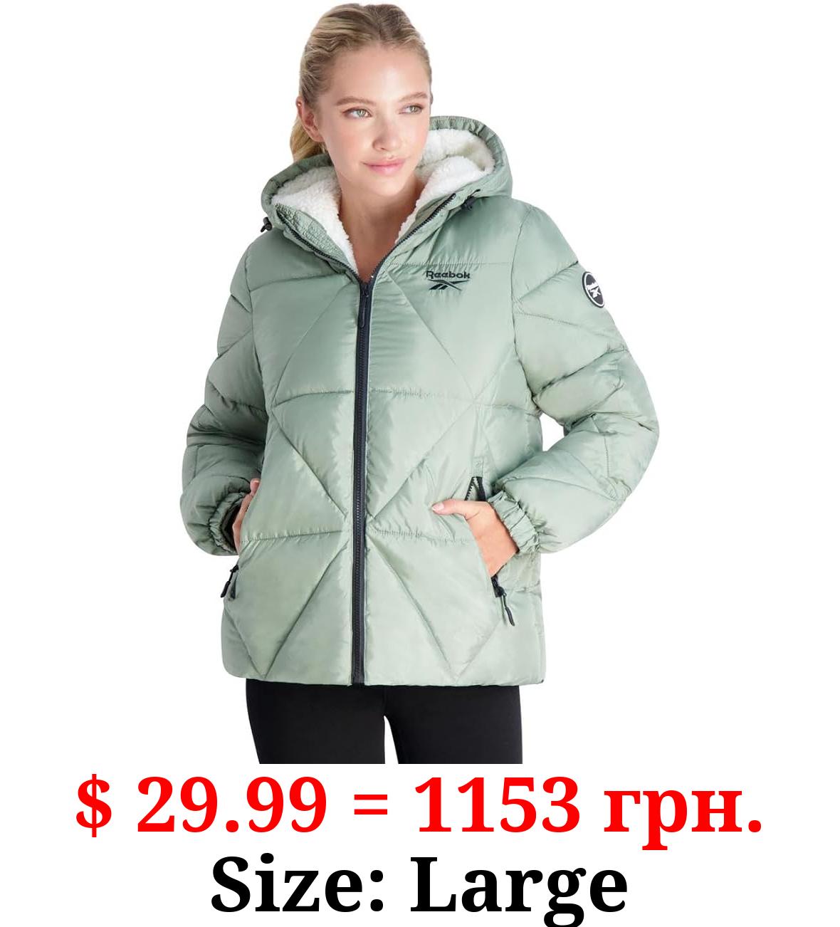 Reebok Women’s Sherpa Lined Quilted Winter Puffer Coat
