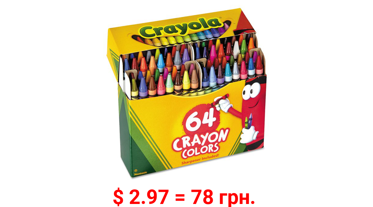 Crayola Crayons Box with Built-In Sharpener, 64 Count