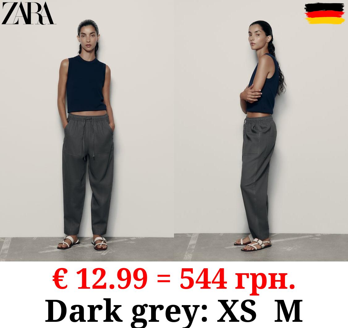 LINEN BLEND CARROT FIT TROUSERS