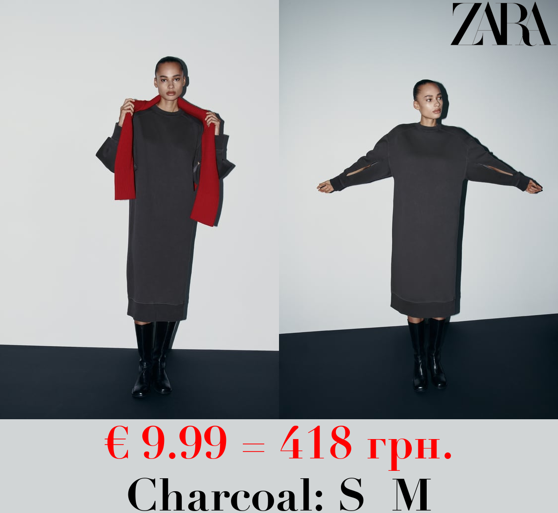 PLUSH SWEATSHIRT DRESS WITH OPENINGS