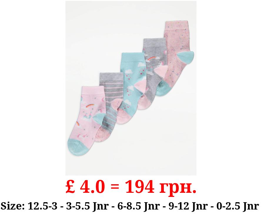 Unicorn Rainbow Ankle Socks 5 Pack