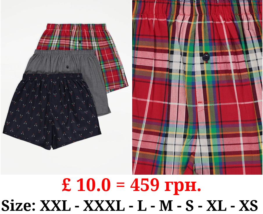 Woven Christmas Boxers 3 Pack