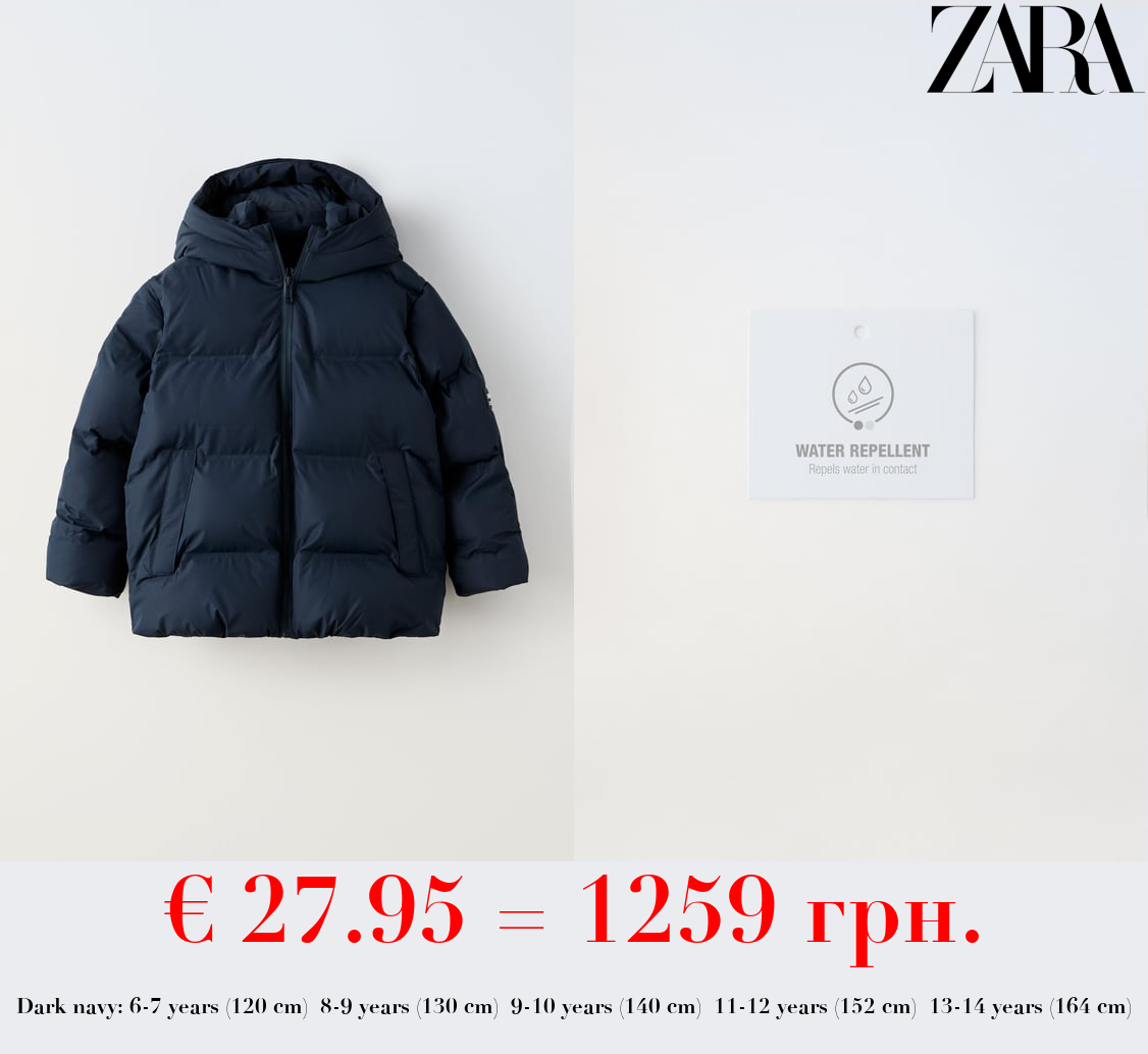 WATER-REPELLENT DOWN JACKET WITH LABEL