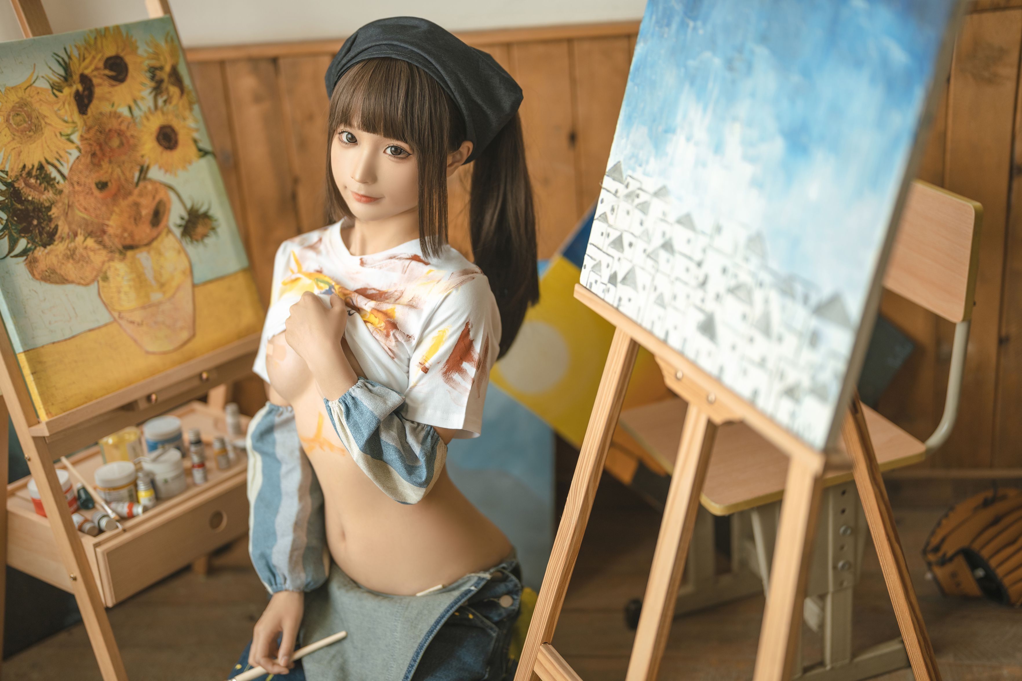 蠢沫沫 - 画室背带裤 绅士版110P 1.08GB 71
