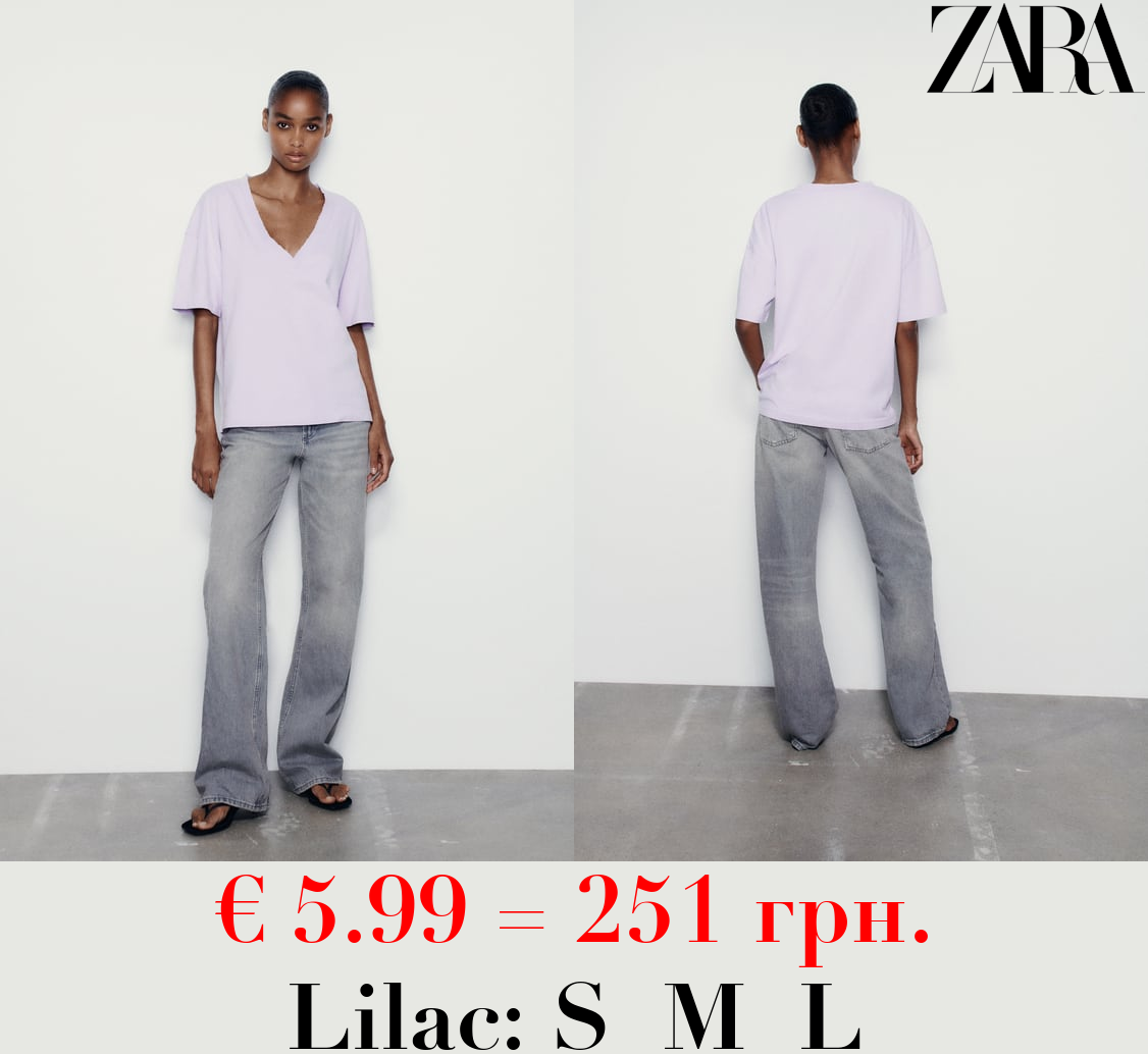 FADED-EFFECT V-NECK T-SHIRT