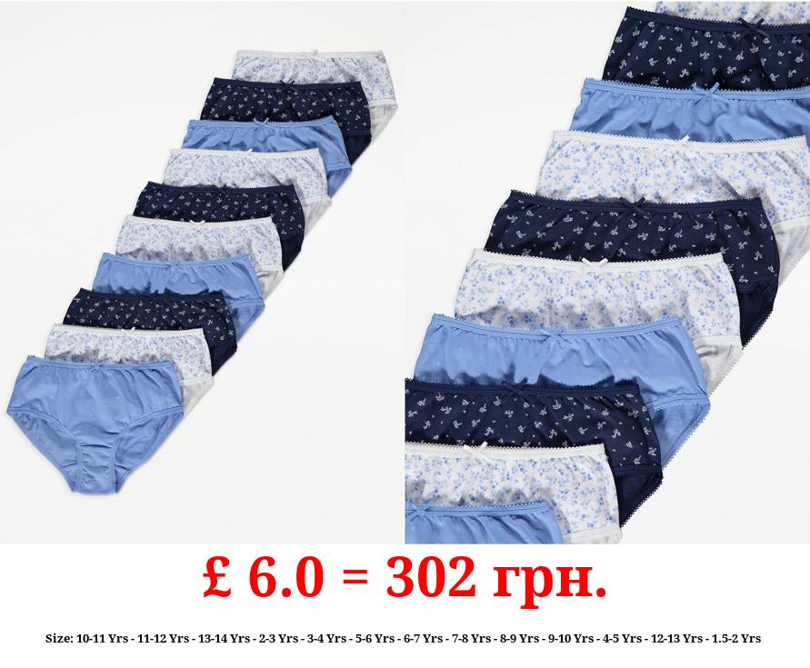 Blue Floral Briefs 10 Pack