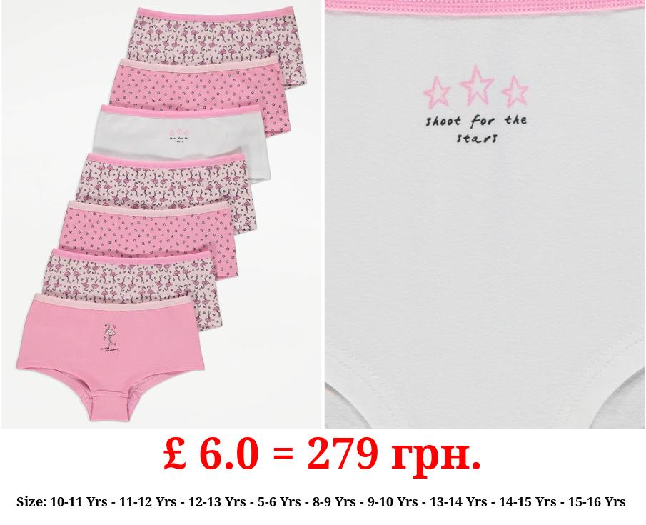 Pink Flamingo Print Shorts 7 Pack