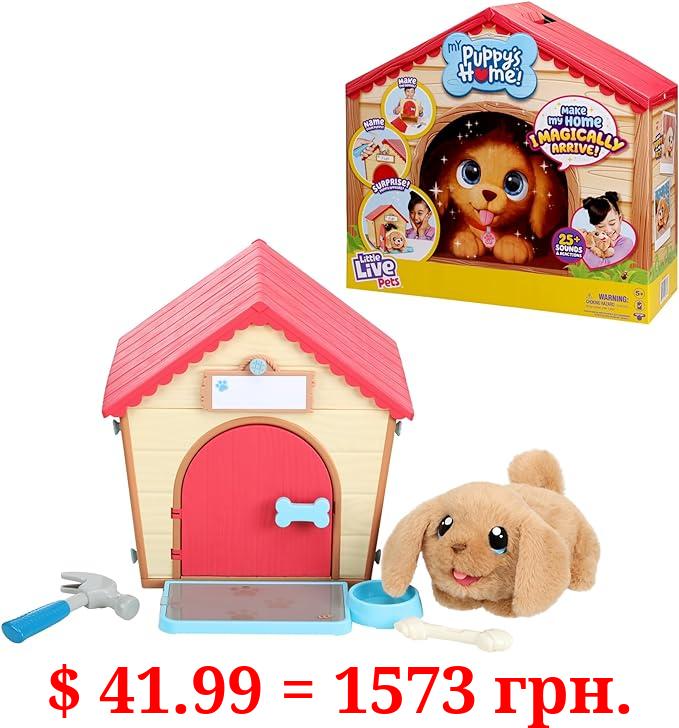 Little Live Pets - My Puppy's Home Interactive Plush Toy Puppy & Kennel. 25+ Sounds & Reactions. Make The Kennel, Name Your Puppy and Surprise! Puppy Appears! Gifts for Kids, Ages 5+