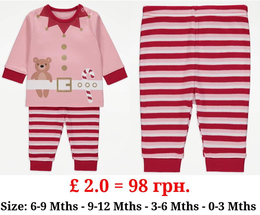 Pink Elf Striped Christmas Pyjamas