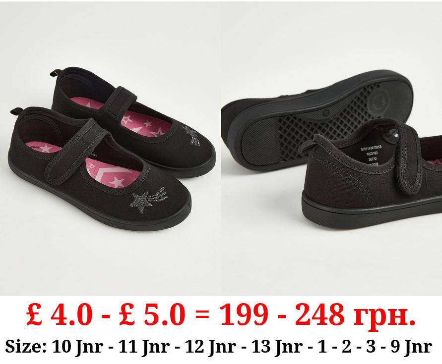 Black Shooting Star Plimsolls