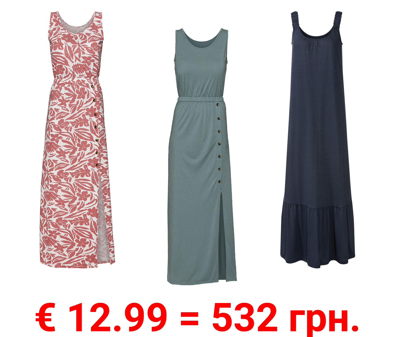 esmara® Damen Maxikeid mit Rundhalsausschnitt