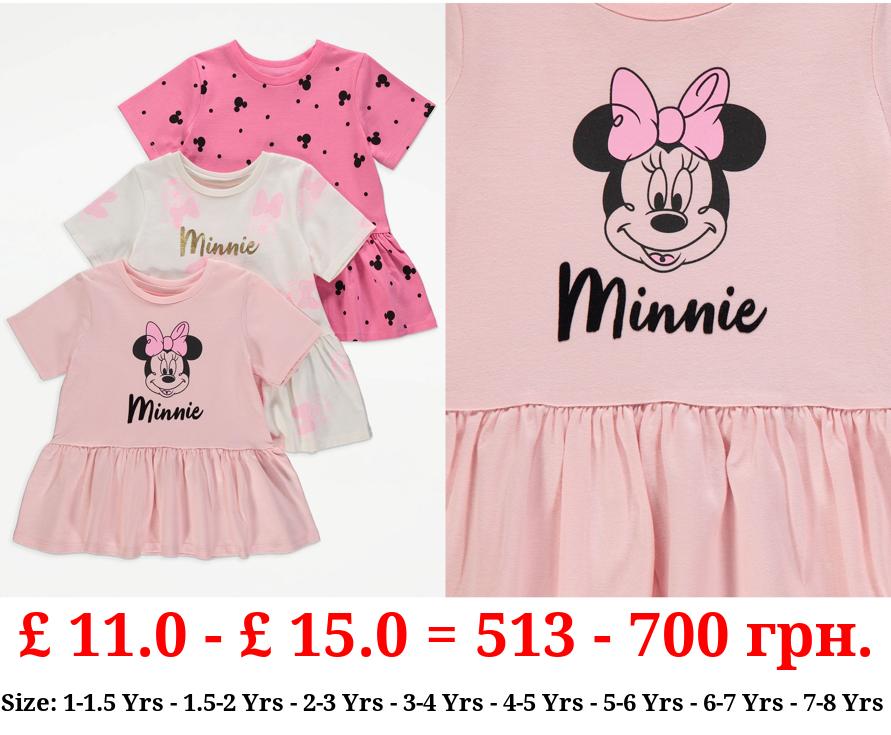 Disney Minnie Mouse Pink Peplum Tops 3 Pack