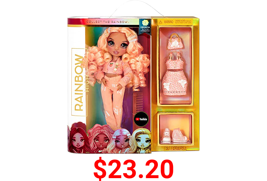 Rainbow High Series 3 Georgia Bloom Fashion Doll – Peach (Light Orange) with 2 Designer Outfits to Mix & Match Accessories
