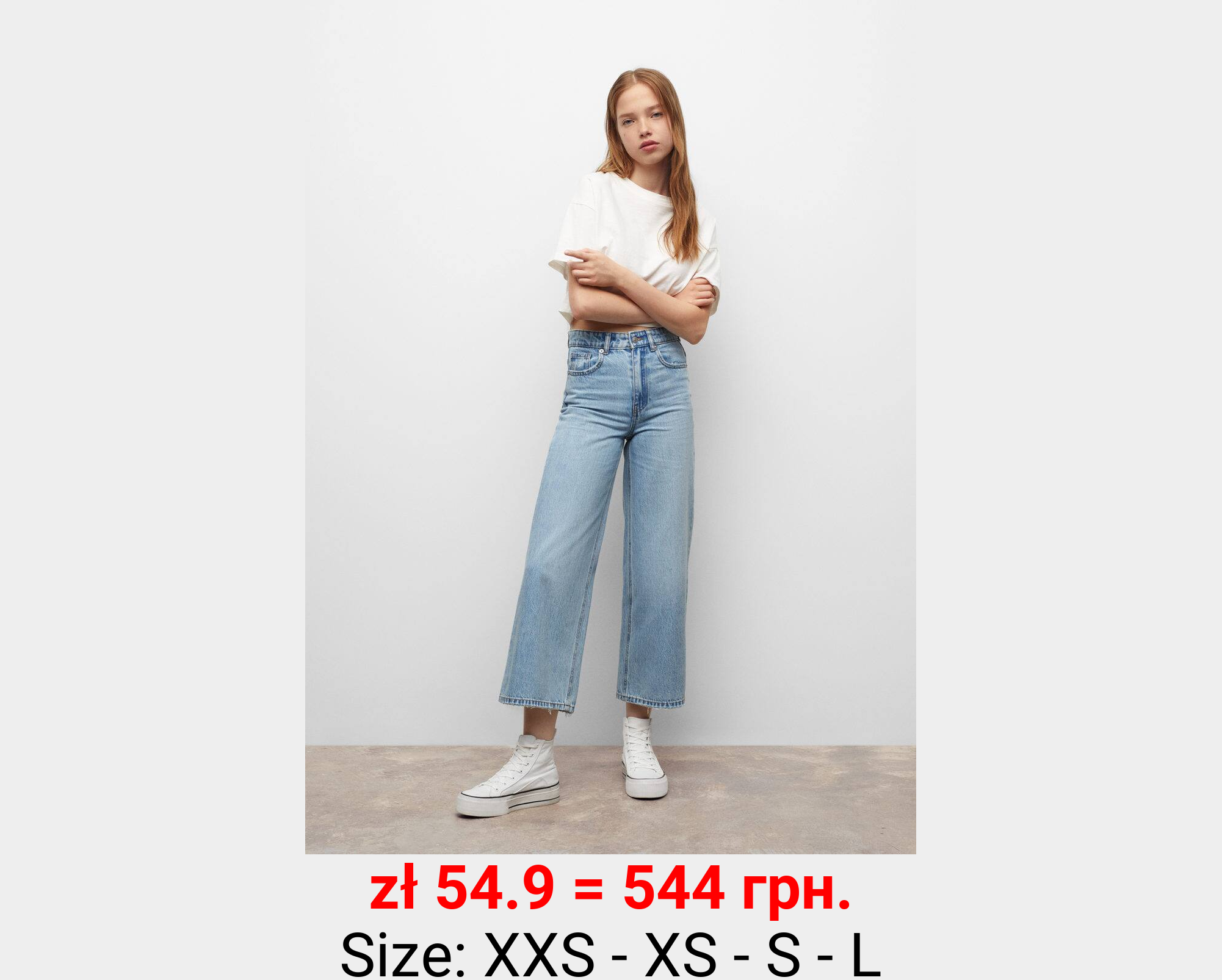 Jeans culotte bajo deshilachado