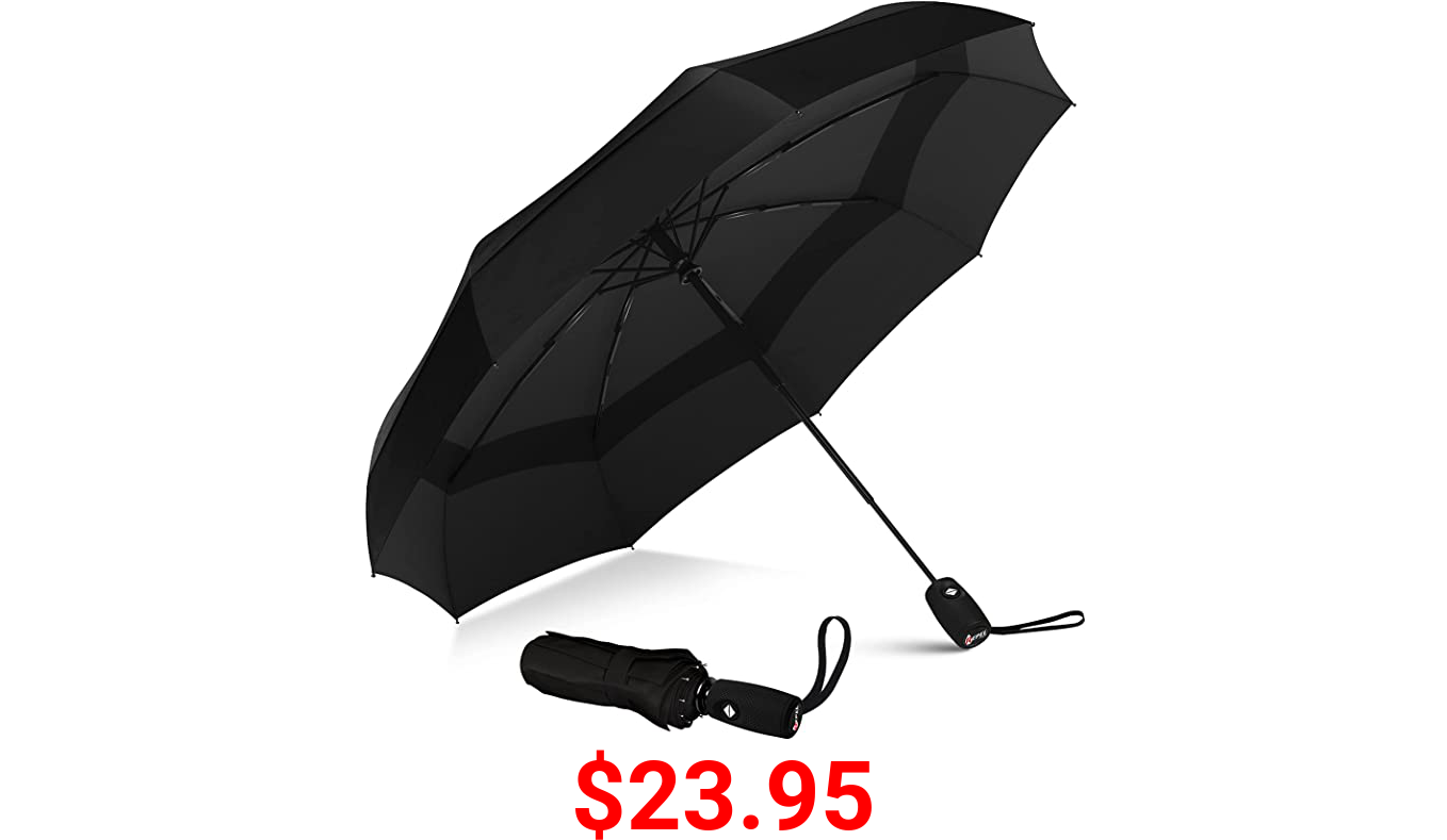 Repel Umbrella Windproof Travel Umbrella - Wind Resistant, Small - Compact, Light, Automatic, Strong, Mini, Folding and Portable - Backpack, Car, Purse Umbrellas for Rain - Men and Women, Black