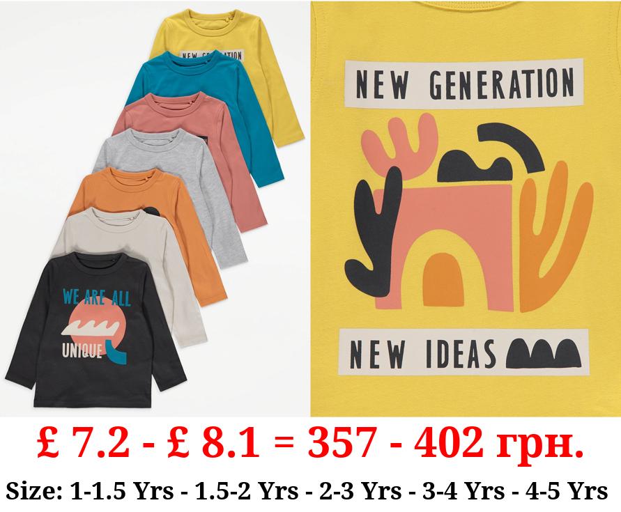 New Generation Slogan Long Sleeve Tops 7 Pack