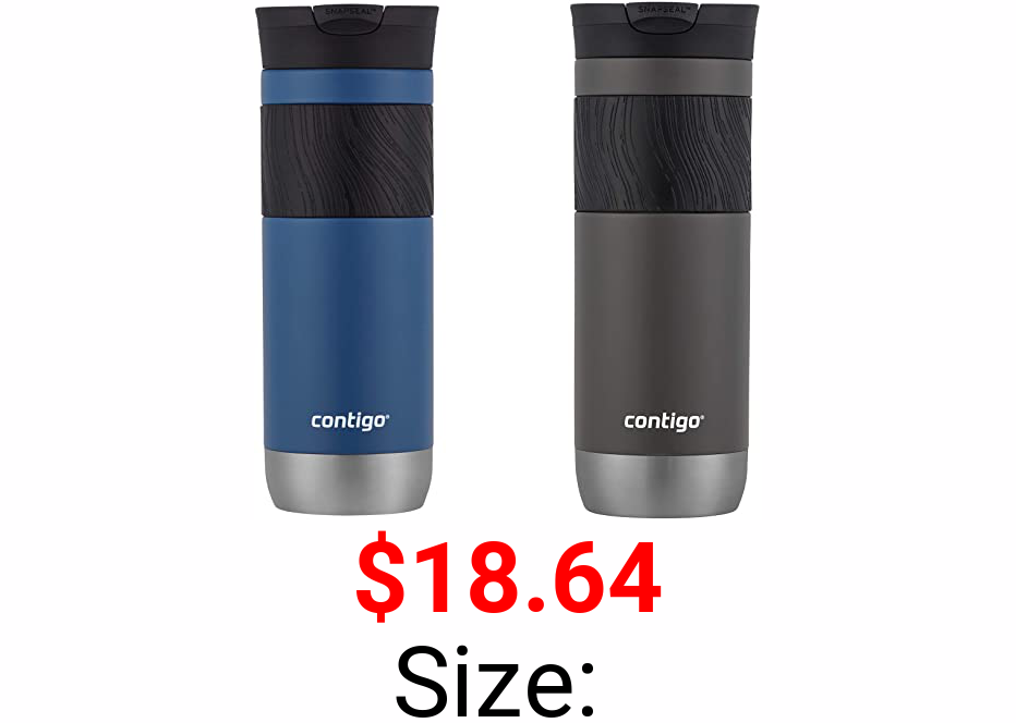 Contigo Snapseal Insulated Travel Mug, 20 oz, Sake/Blue corn, Grip