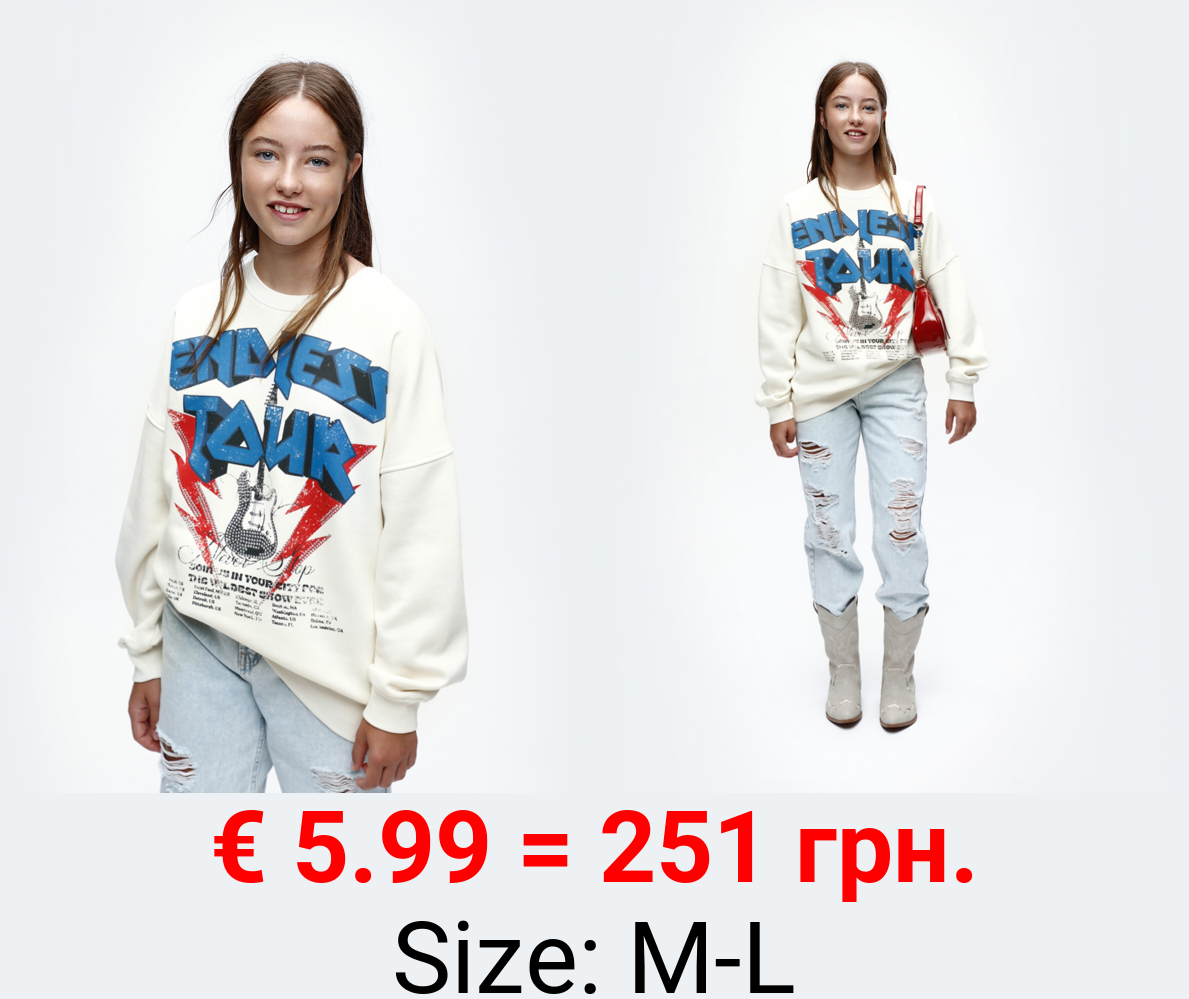 Printed sweatshirt with studs