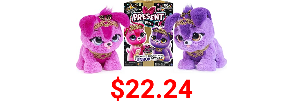Present Pets, Princess Puppy Interactive Plush Toy with Over 100 Sounds and Actions (Style May Vary), Kids Toys for Girls Ages 5 and up