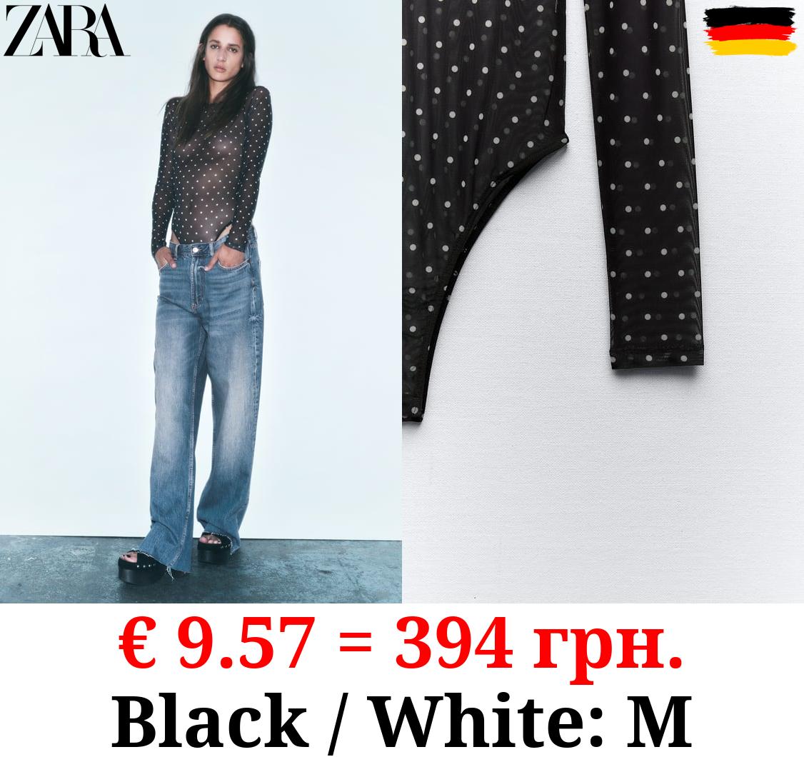 PRINTED TULLE BODYSUIT