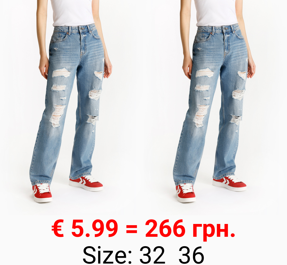 Frayed straight-leg jeans