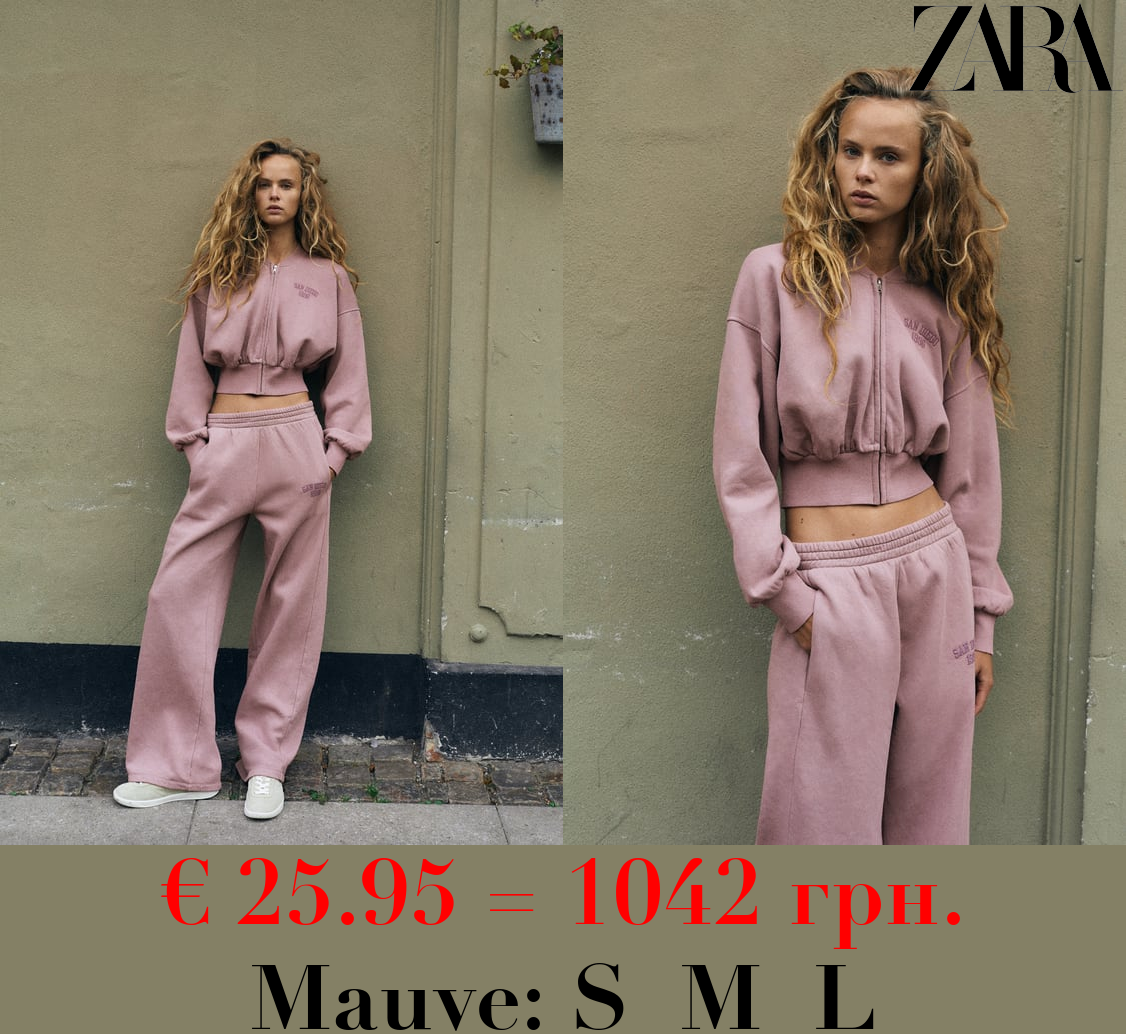 EMBROIDERED FADED-EFFECT JOGGERS