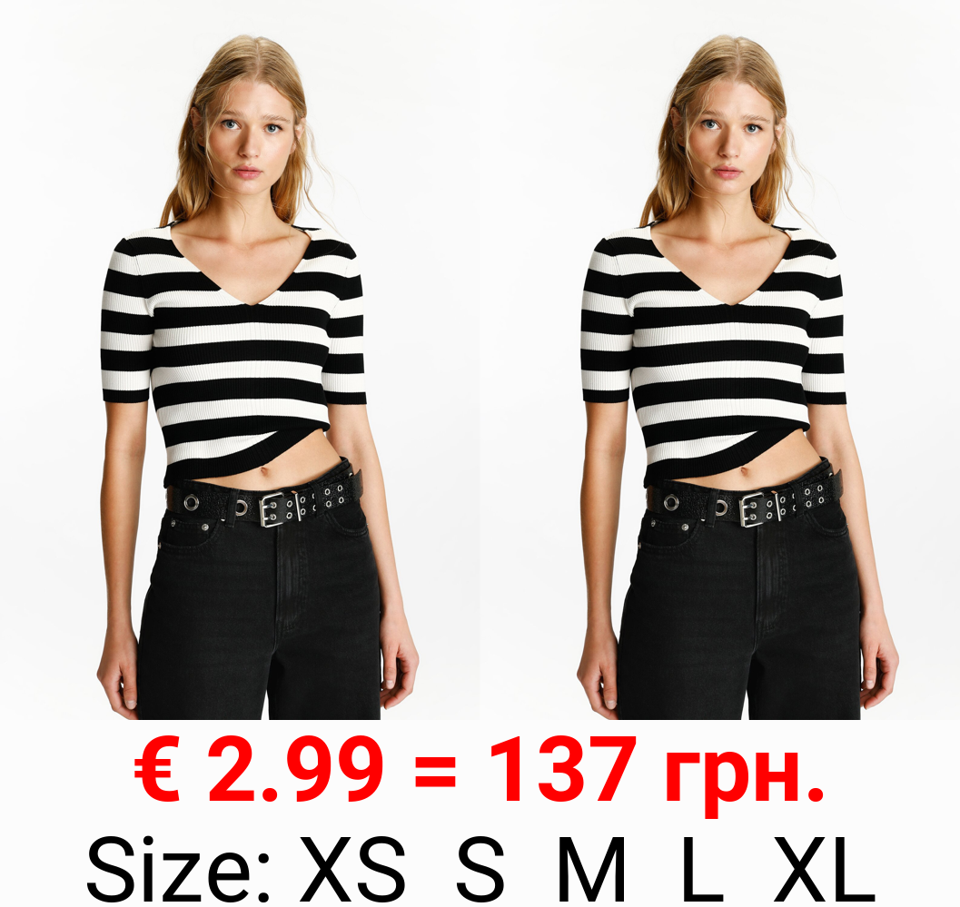 V-neck ribbed T-shirt