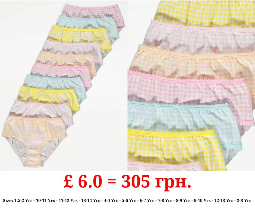 Bright Gingham Briefs 10 Pack