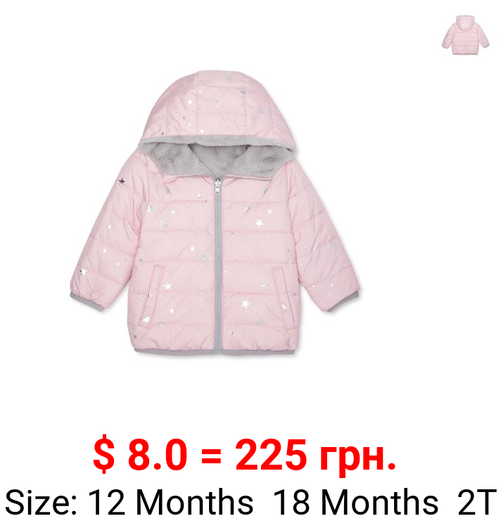 Wonder Nation Baby and Toddler Girls Reversible Bubble Jacket