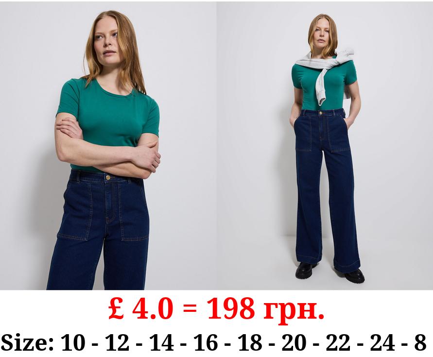 Teal Crew Neck Basic T-Shirt