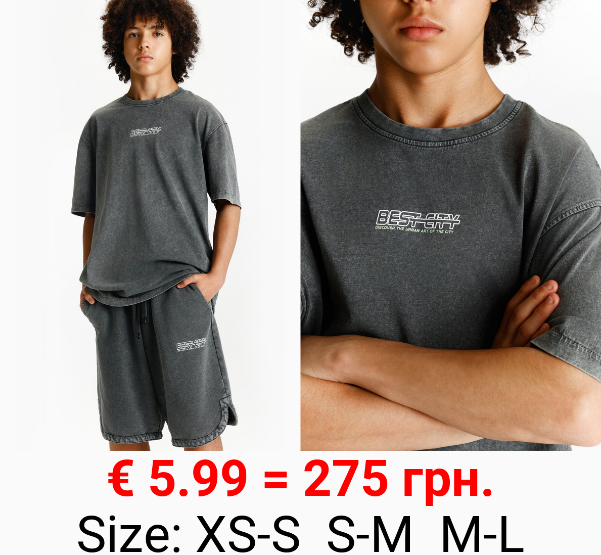 Faded effect printed T-shirt