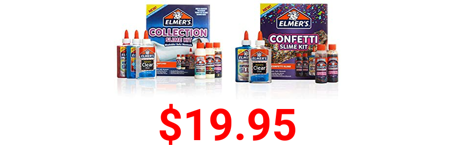 Elmer's Collection Slime Kit Supplies Include Glow in The Dark Magical Liquid Slime Activator, 6 Count & Confetti Slime Kit | Slime Supplies Include Metallic Glue, Clear Glue, 4 Count