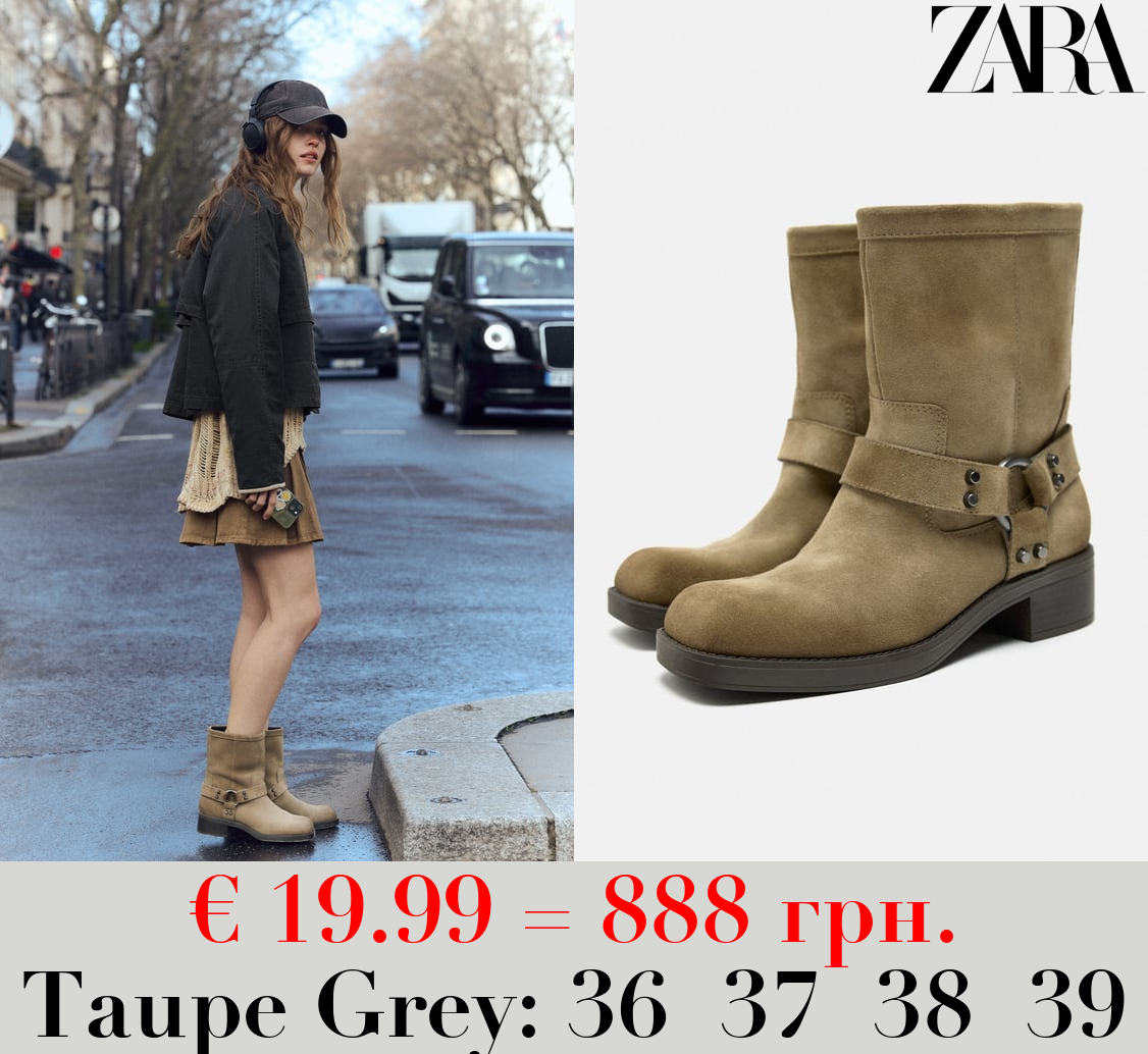 SPLIT SUEDE BIKER ANKLE BOOTS