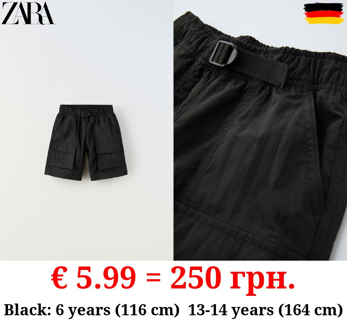 NYLON CARGO BERMUDA SHORTS