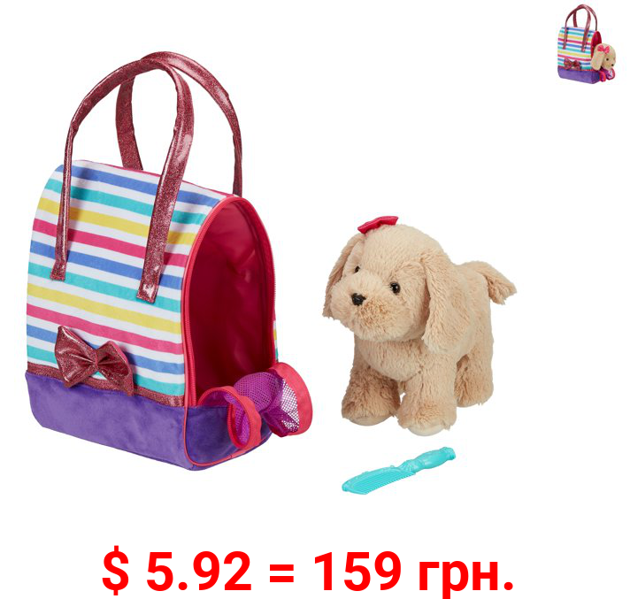 Dog Bag with Dog Stuffed Animal Toy Set, 3 Pieces
