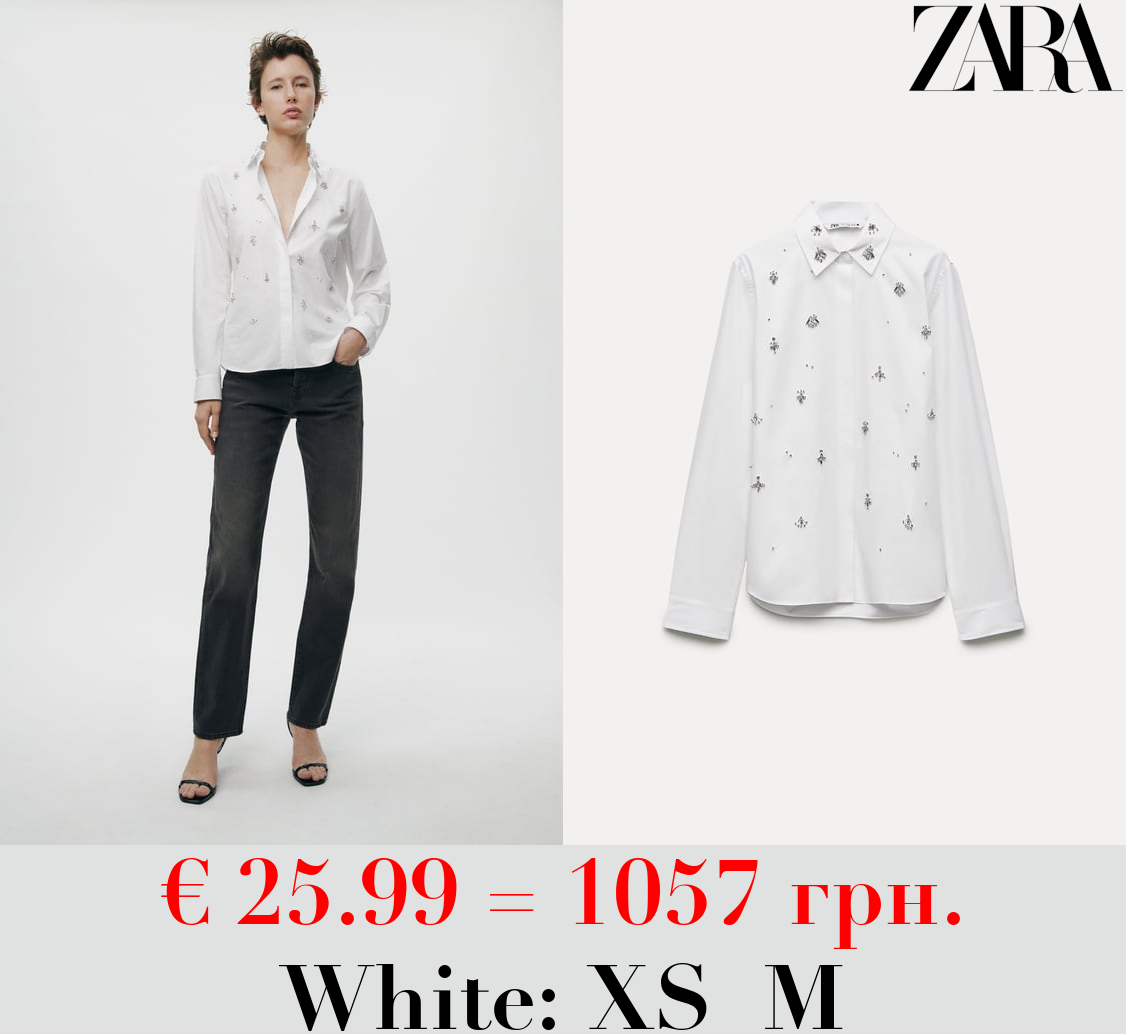 ZW COLLECTION POPLIN SHIRT WITH RHINESTONES