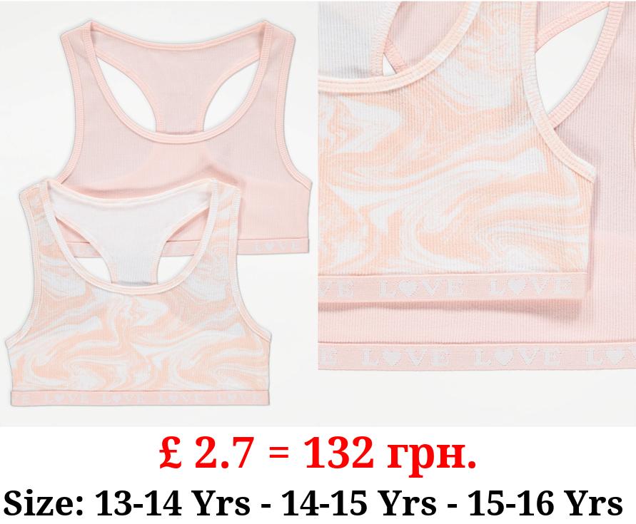 Light Pink Ribbed Marble Crop Tops 2 Pack