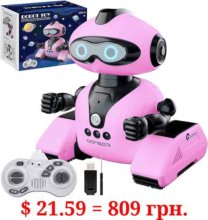 Robots Toys for Kids, 2.4Ghz Remote Control Robot Toys with Music and LED Eyes for Boys/Girls, RC Toys Gift for 3-12 Year Toddler Children Teen for Birthday Halloween Christmas (Pink)