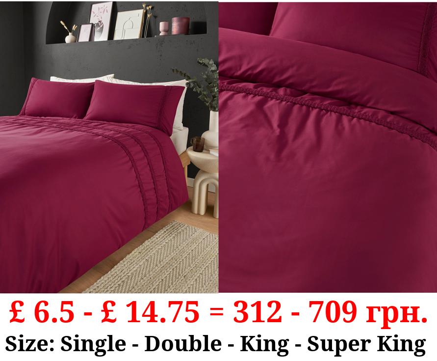 Red Ruched Stripe Duvet Set