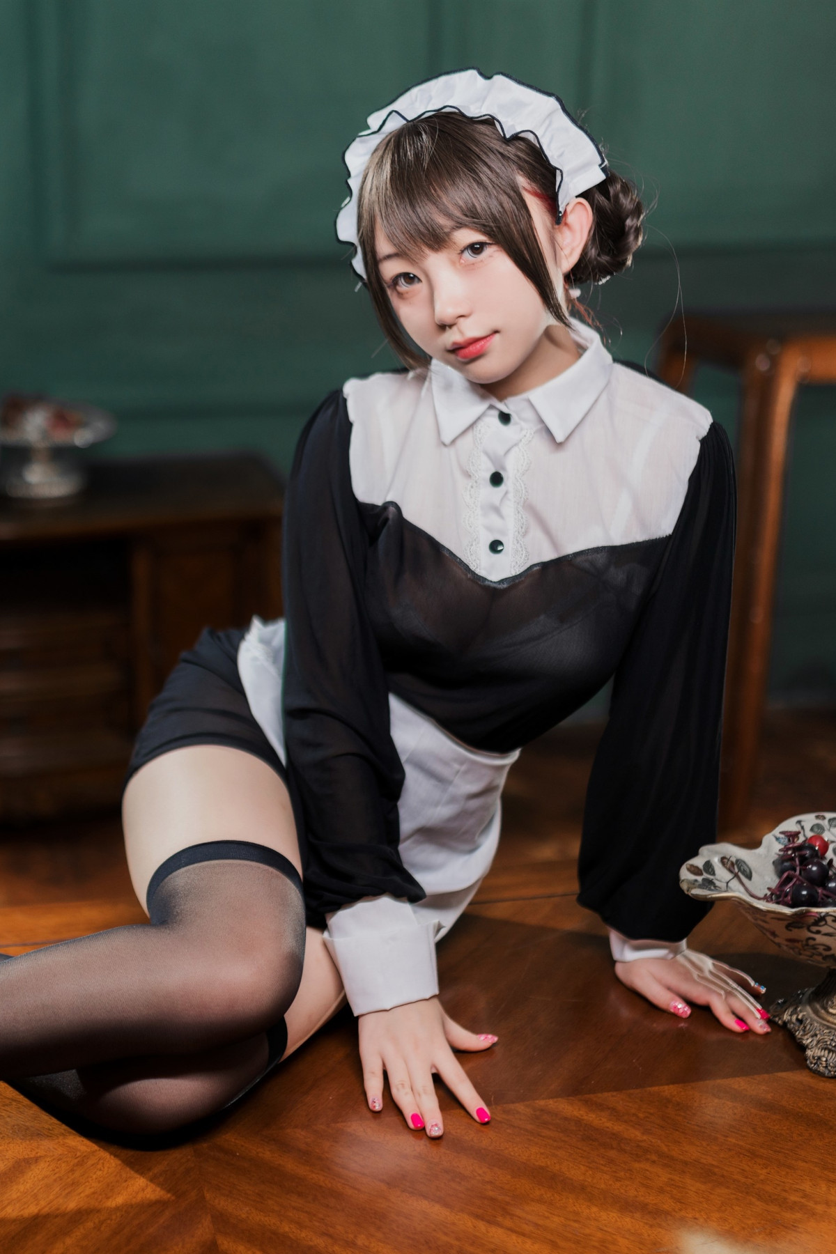 Cosplay 花铃 黑丝透明短裙女仆 Set.02 13