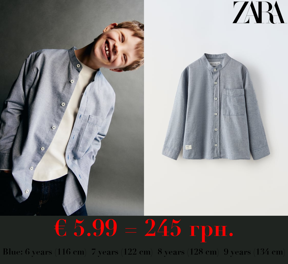 MELANGE SHIRT WITH STAND-UP COLLAR