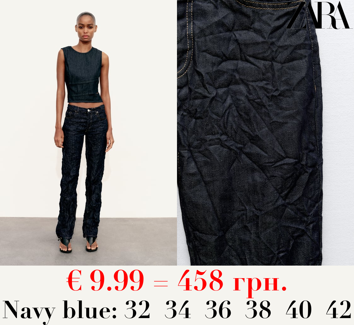 TRF CREASED-EFFECT MID-RISE JEANS