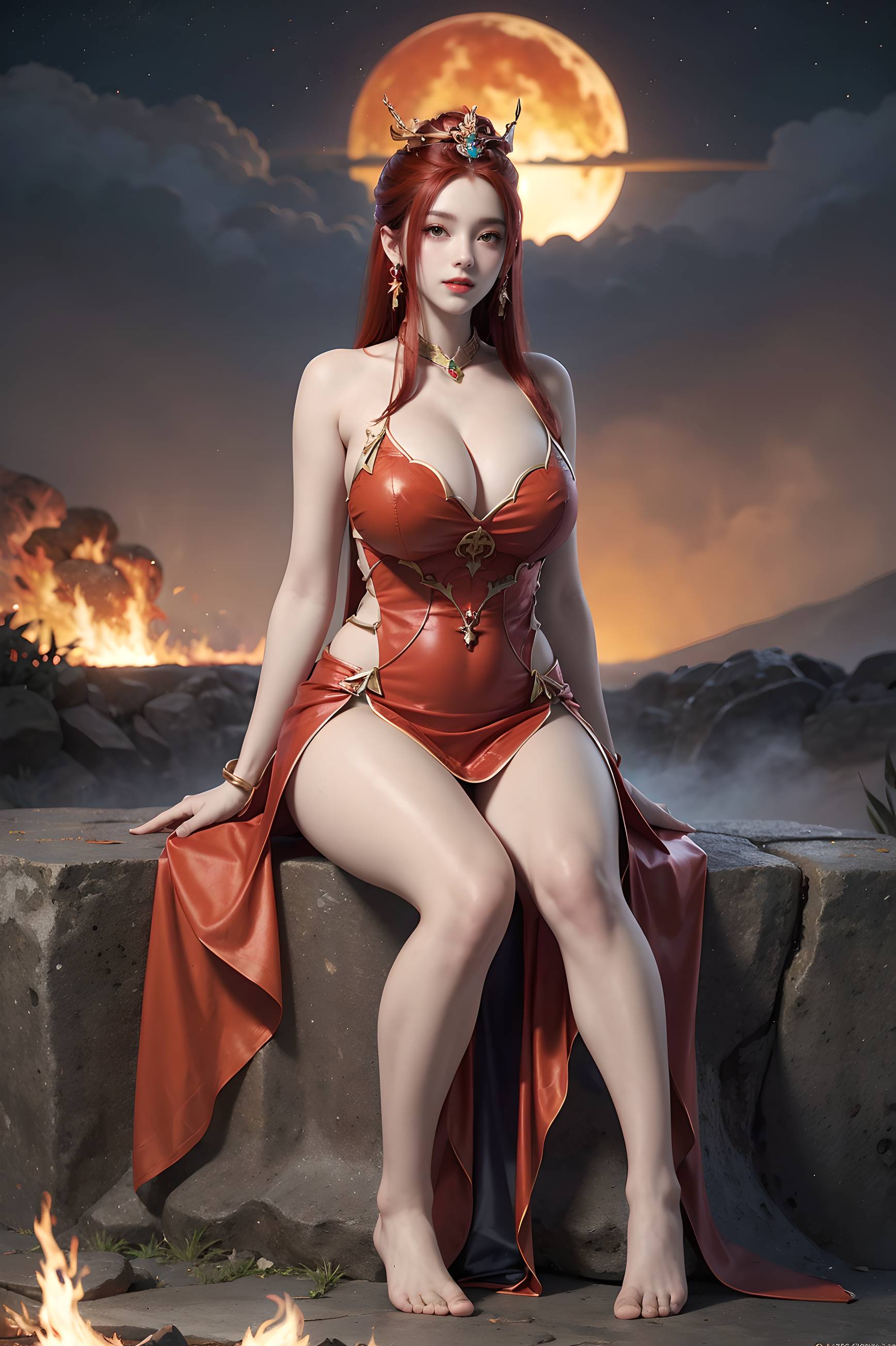 图片[98]-完美世界-曼珠沙华 户外红色礼服-六色网