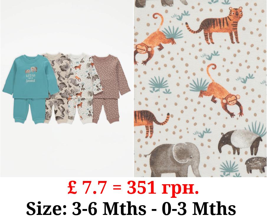Safari Animal Print Pyjamas 4 Pack