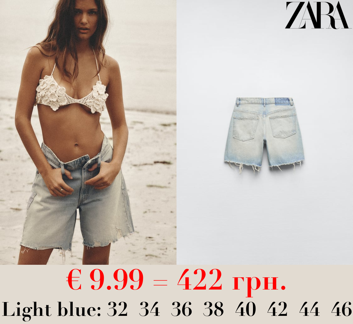 LOOSE FIT DENIM TRF BERMUDA SHORTS