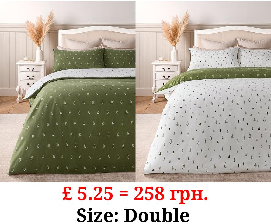 Stacey Solomon Green Trees Reversible Brushed Cotton Duvet Set