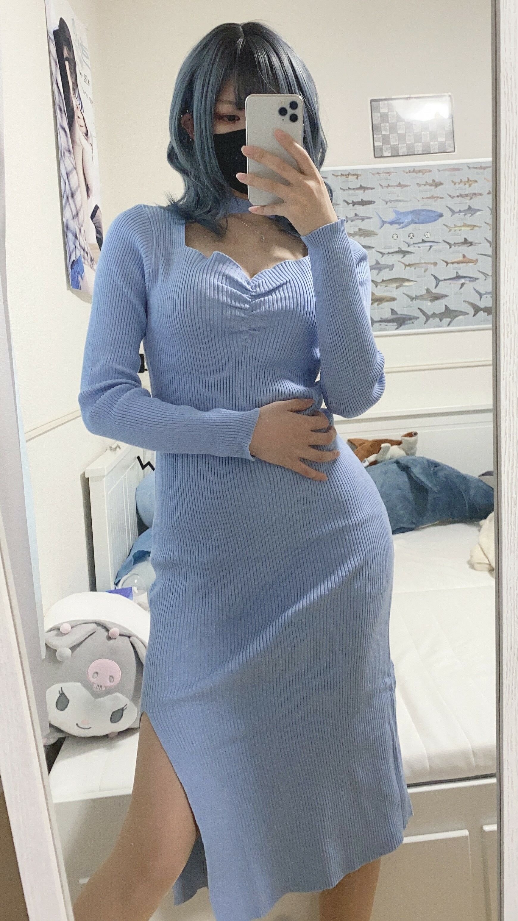 御伽樒 蓝卫衣+猫耳束缚 94